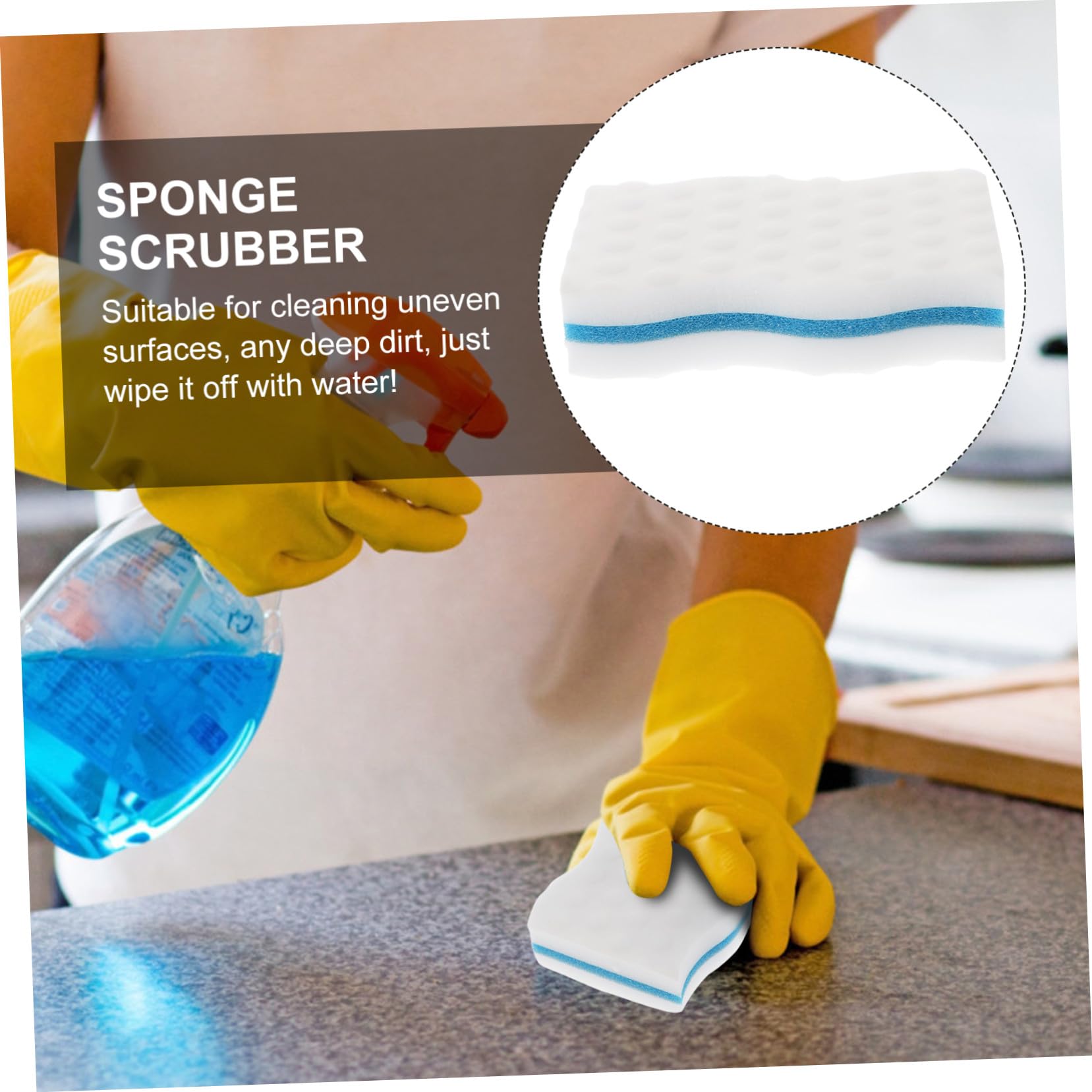 COLLBATH Lot De 5 Éponges De Nettoyage Rondes pour La Cuisine Idéales pour La Vaisselle La Vaisselle Nettoyage Multifonctionnel Blanches