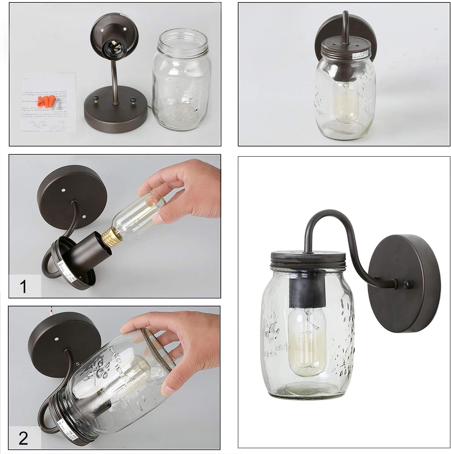 Lіmіtеd Dіѕсоunt LNC Wall Sconce Mason Jar Lights Farmhouse and Rustic with Oil Rubbed Bronze for Hallway Bathroom, (7.1”L×4.7”W×8.7”H), A02979 Bеѕt Rеvіеw LNC Wall Sconce Mason Jar Lights Farmhouse and Rustic with Oil Rubbed Bronze for Hallway Bathroom, (7.1”L×4.7”W×8.7”H), A02979