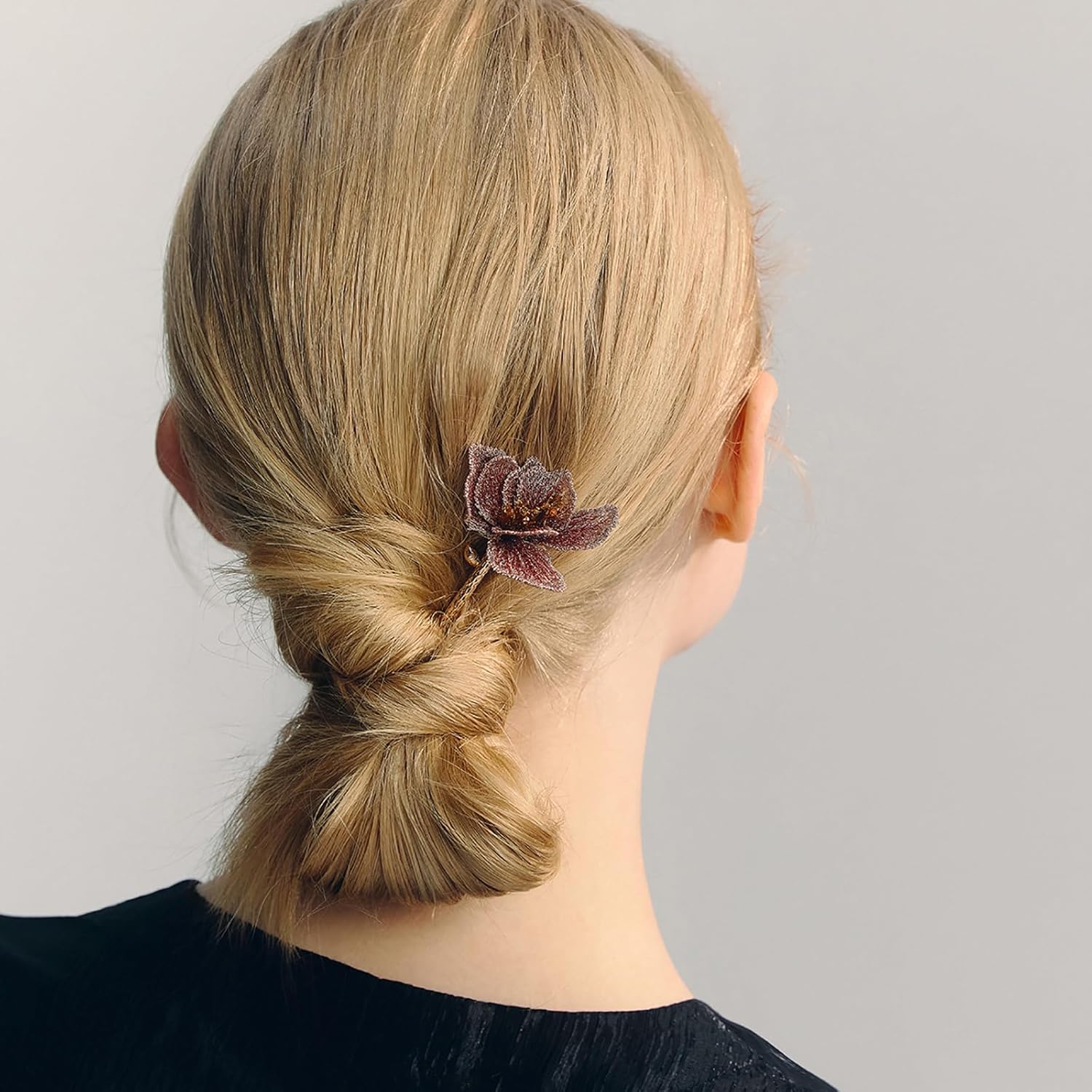 SHE'S FREE STYLE JUST FOR YOU Premium Flower Hair Sticks for Women, 5.7 Inch Copper Hair Pins with Crystal Handmade Embroidery, Gradient Floral Hand-beaded Hair Accessories