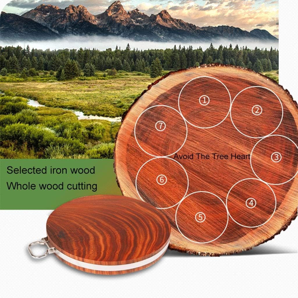 Cutting Board Iron Wood Solid Wood Round Kitchen Chopping Board Kitchen Household Reversible Cutting Board with Handle Wooden Carving Board for Meat and Chopping Vegetables (Size : 39 * 4c
