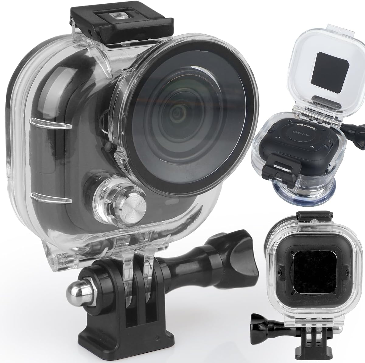 50M Waterproof Case for Insta360 Go Ultra Thumb Camera Protective Underwater Dive Housing Case Shell with Bracke Accessories Kit