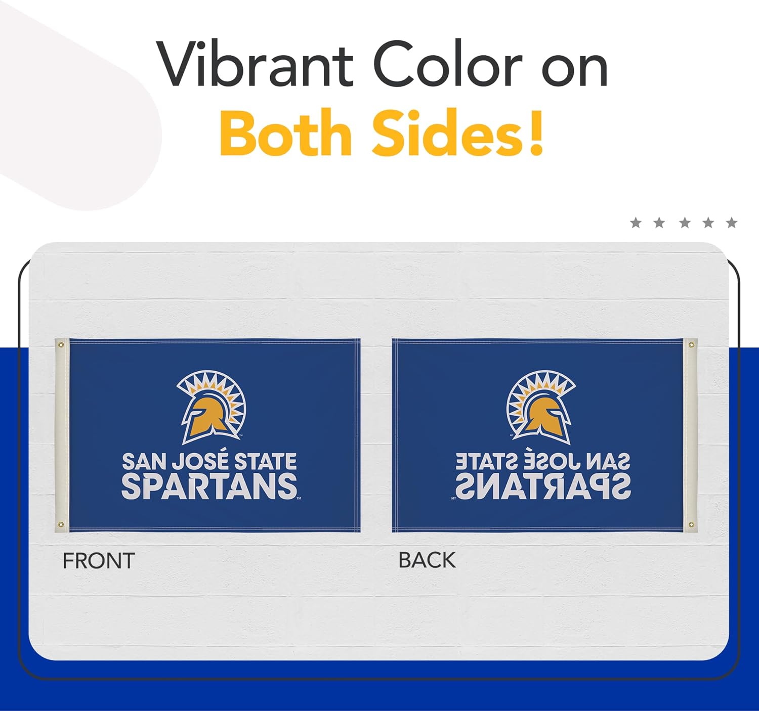 San Jose State Spartans College Sports Printed Flag - NCAA Licensed (Blue, Yellow, White, 2' x 3')