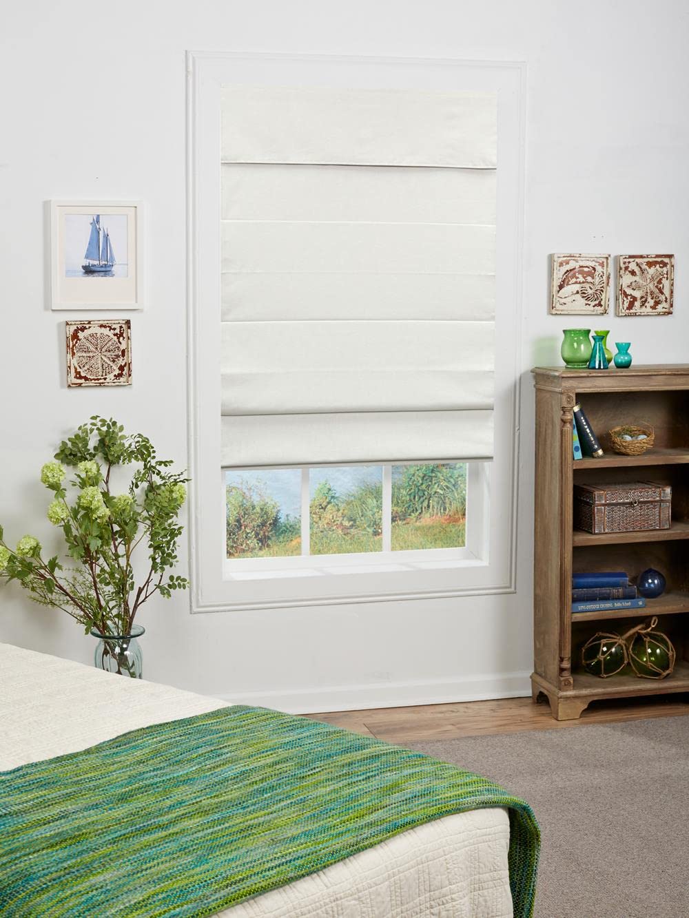 DEZ Furnishings3SCR350640 Cordless Room Darkening Classic Roman Shade, 35W x 64L Inches, Cream