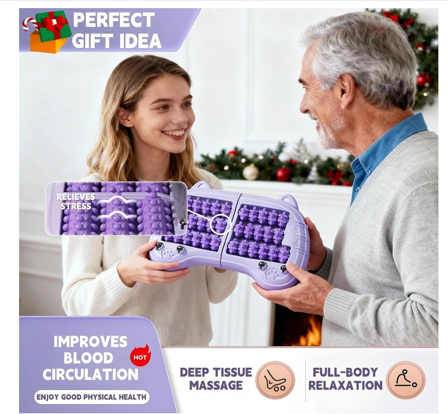 Foot Roller Massager for Plantar Fasciitis Relief,Dual Foot Roller for the Arch, Heel, Calf and Sole of The Foot Blue