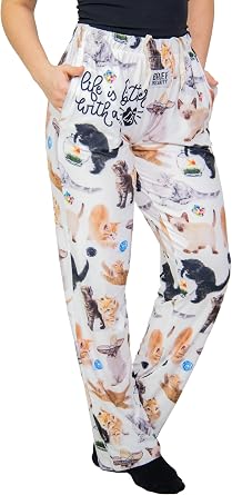 BRIEF INSANITY Life is Better with a Dog Pajama Pants - Comfy, Wide Leg PJs - Unisex Loungewear