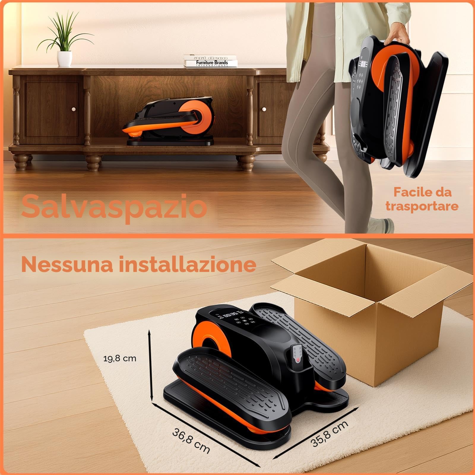 Morelax Ellittica Elettrica Sotto la Scrivania, Mini Ellittica da Casa con Telecomando, Display, Silenzioso e Portatile, Trainer Ellittiche a Pedaliera con 12 Velocità Regolabili per Anziani e Adulti