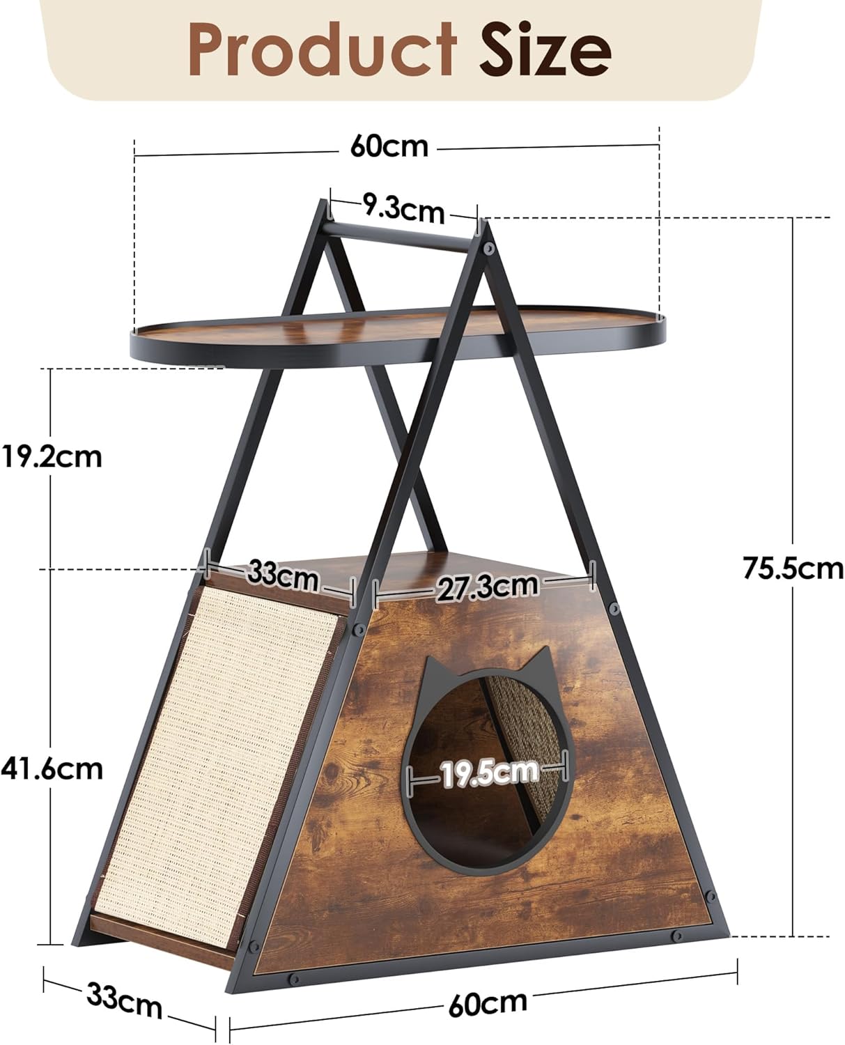 review Cat House & End Table, Wooden Condo in Black - Vintage Pet Furniture for Cats & Kittens Multi-Functional Design Sturdy Wood Construction