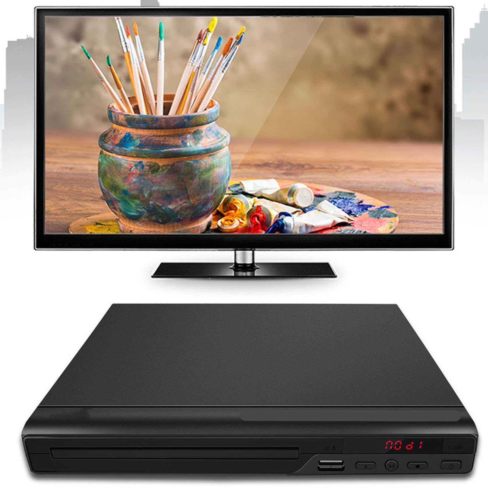 Annadue Lettore DVD per Tutte le Regioni Lettore DVD LED CD Compatto Uscita AV HD 1080P Riproduzione USB NTSC PAL Telecomando per Proiettori Viaggio a Casa (Spina europea)