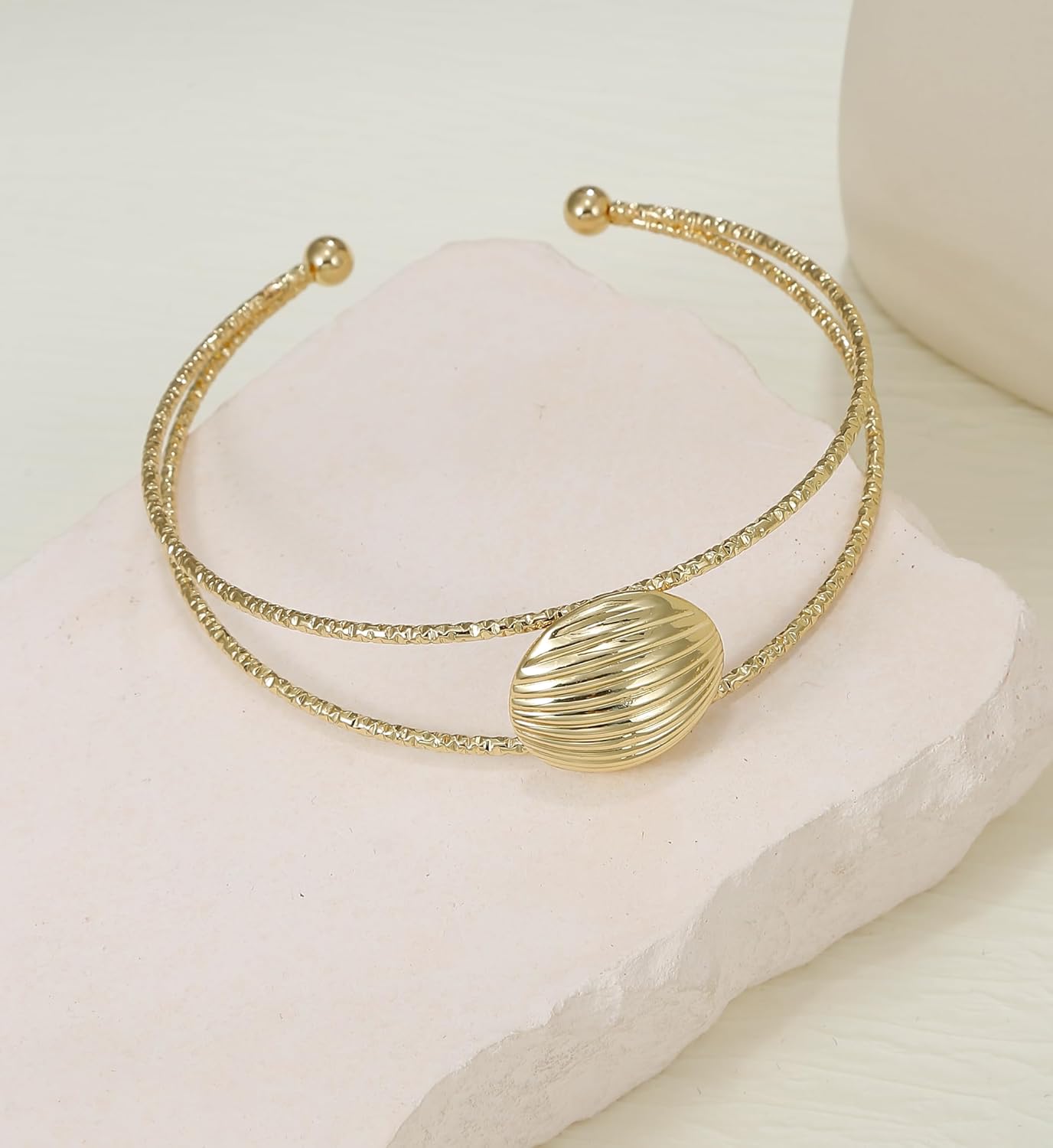 BOMAIL 6Pcs Gold Arm Cuff Bracelets for Women Open Upper Arm Bangle Adjustable Coil Swirl Armlet Armband Set Minimalist Arm Bracelet Upper Arm Cuff Jewelry - Image 6