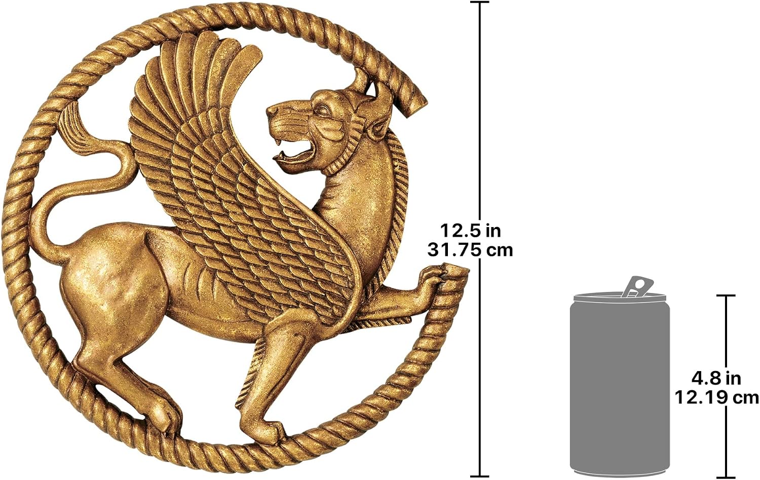 Design Toscano Persian Griffin Wall Sculpture, 12 Inch, Antique Gold