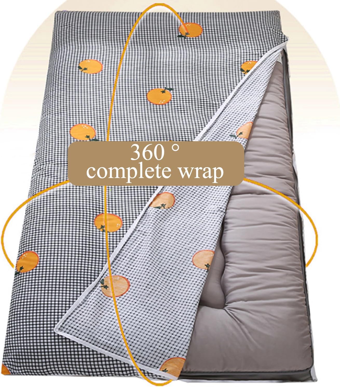 I,90x190cm,LDLCYCN Cotton Floor Futon Mattress Cover with Zipper King/Queen/Twin Soft Velvet Sleeping Mat Cover Skin-Friendly Futon Slipcover for Bedroom Dormitory Machine Washable