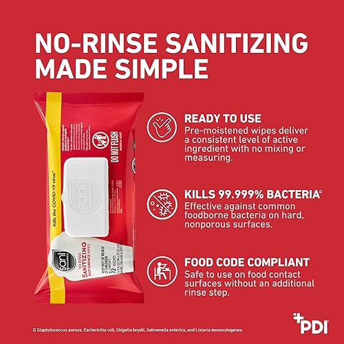 Miniatura 6 de PDI Sani-Professional - Toallitas desinfectantes multisuperficie para servicio de alimentos, sin enjuague, para restaurantes, cocina y uso