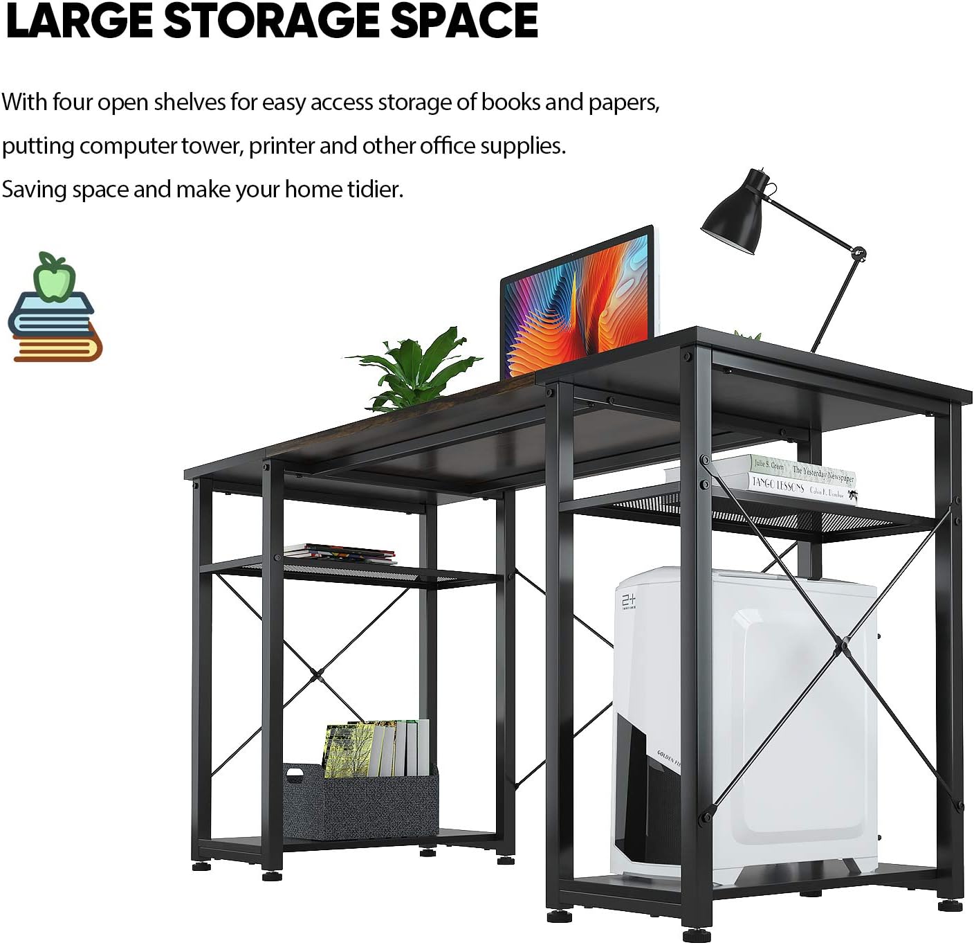 Foxemart 39” Computer Desk with Storage Shelves