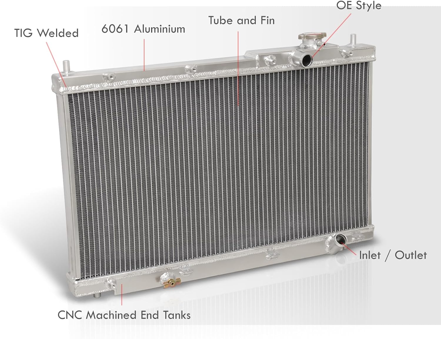 AJP Distributors Dual Core 2-Row Full Aluminum Radiator Engine Motor Cooling Upgrade Compatible/Replacement For Civic EX/LX/DX EM2 ES1 ES2 ES9 Manual M/T 2001 2002 2003 2004 2005 01 02 03 04 05
