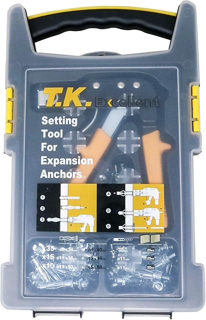T.K.Excellent Hollow Wall Anchor Set with Fixing Gun Tool 60 Pieces M4 M5 in Box.