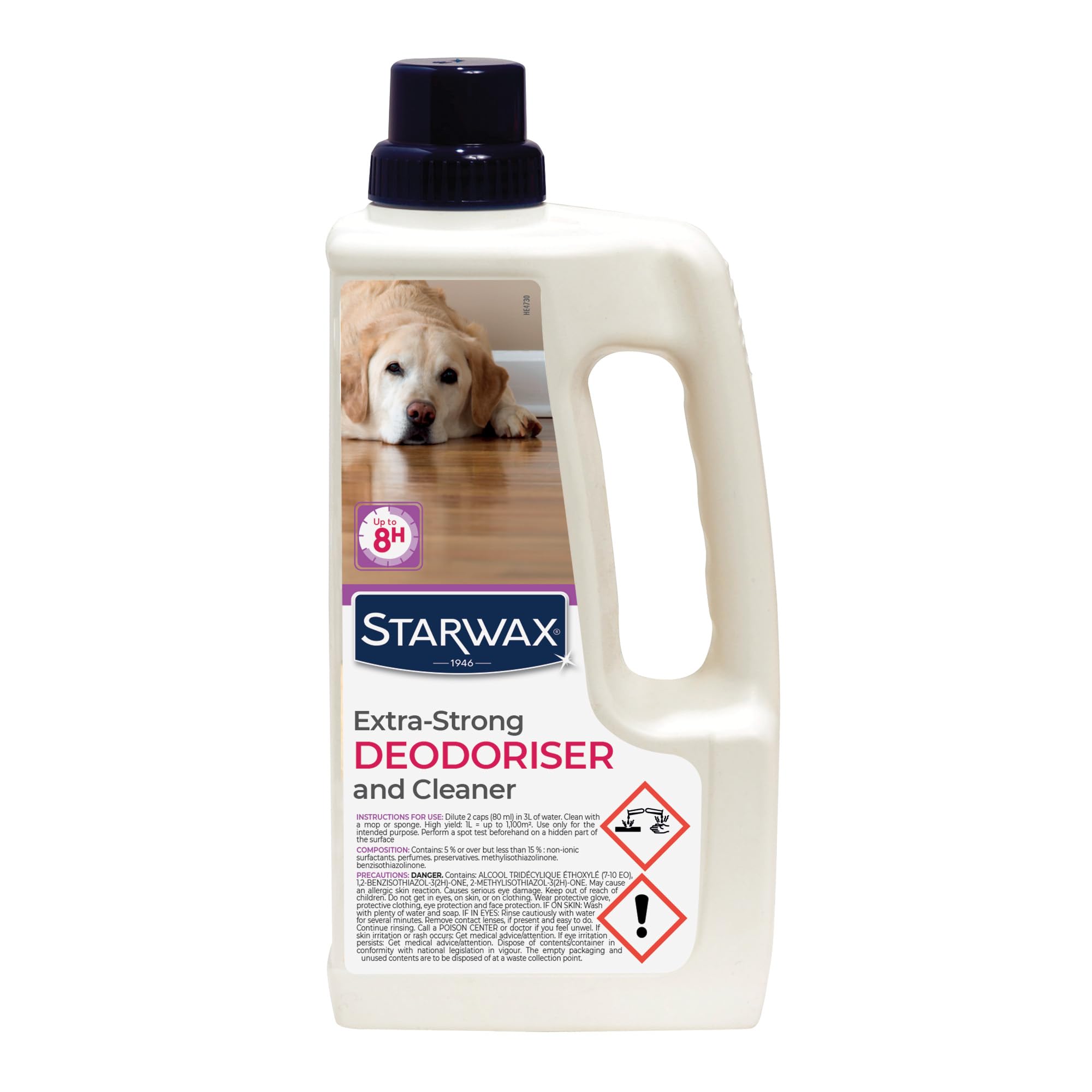 STARWAX Extra Strong Deodoriser and Cleaner – Pet-Friendly Formula – Cleans & Neutralises Odours up to 8 hours – Concentrated, Bleach-Free – 1L Covers 1100 m²