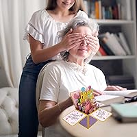 Vista 6 de Tarjeta de feliz cumpleaños 3D, tarjetas de felicitación de papel desplegables con tarjeta en blanco y sobre, regalo de cumpleaños único
