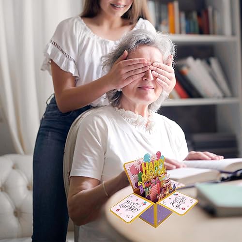 Miniatura 6 de Tarjeta de feliz cumpleaños 3D, tarjetas de felicitación de papel desplegables con tarjeta en blanco y sobre, regalo de cumpleaños único para