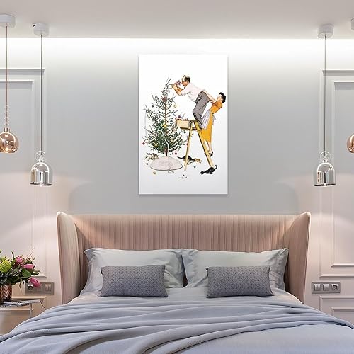 Miniatura 8 de Norman Rockwell - Póster artístico de pared con diseño de Navidad recortando el árbol, póster de lienzo estético para habitación, decoración moderna