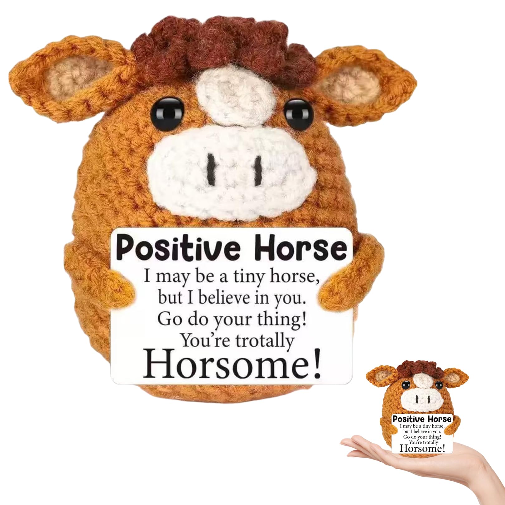 Horse Gifts for Women Positive Crochet Animals Horse Toy Home Office Desk Decor Emotional Support Plush Decorations Crochet Gifts for Women Cute Animal Figurines Decor Positive Energy Figurine Doll