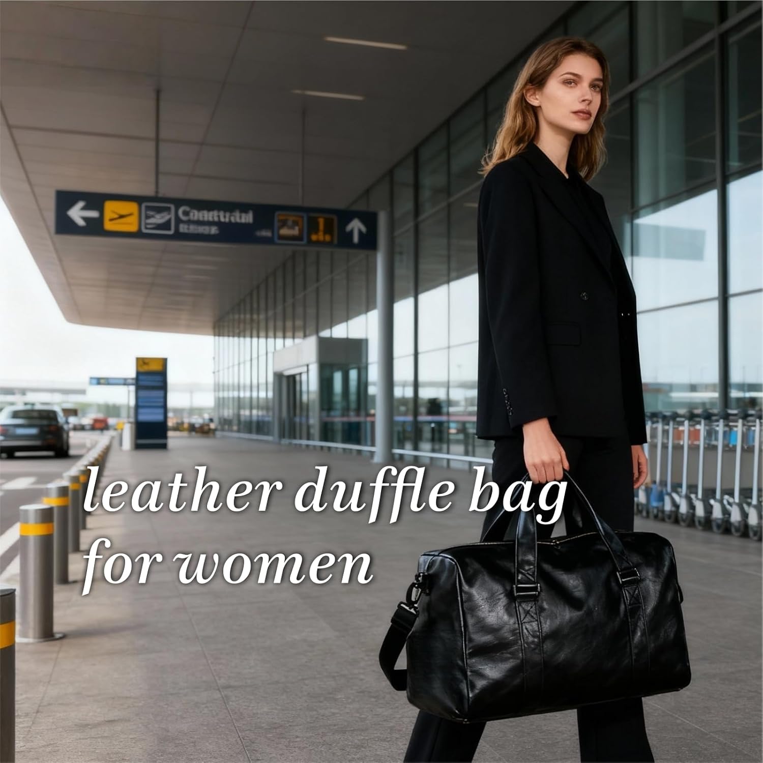 Leather Travel Bag with Shoes Compartment & Wet Pocket, Sports Gym Tote Bag Travel Duffel for Men & Women, Overnight Weekender Bag Waterproof Leather Large Carry On Bag - Image 2