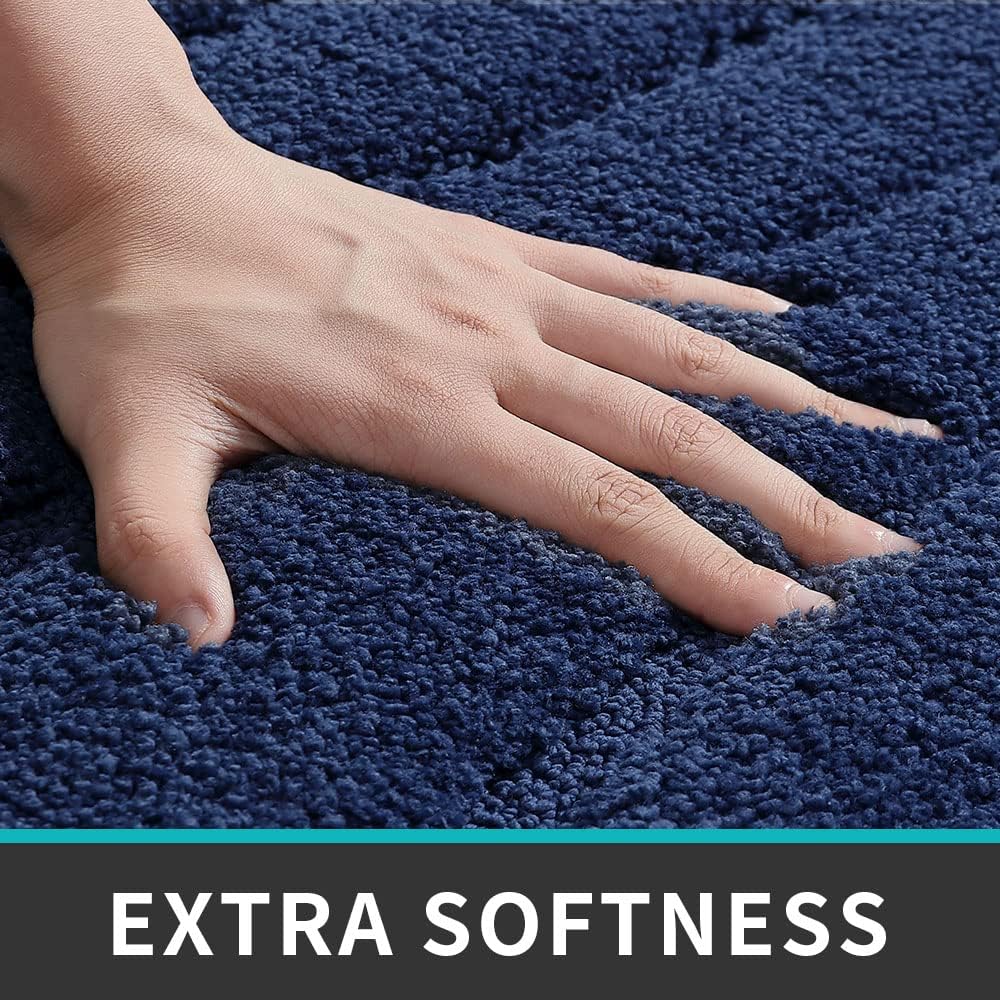 DEXI Bathroom Rugs Mats, Non-Slip Comfortable Bath Rug, Extra Soft and Absorbent Bath Mat, Bathroom Carpet for Tub, Shower, Bath Room,24"x44",Navy