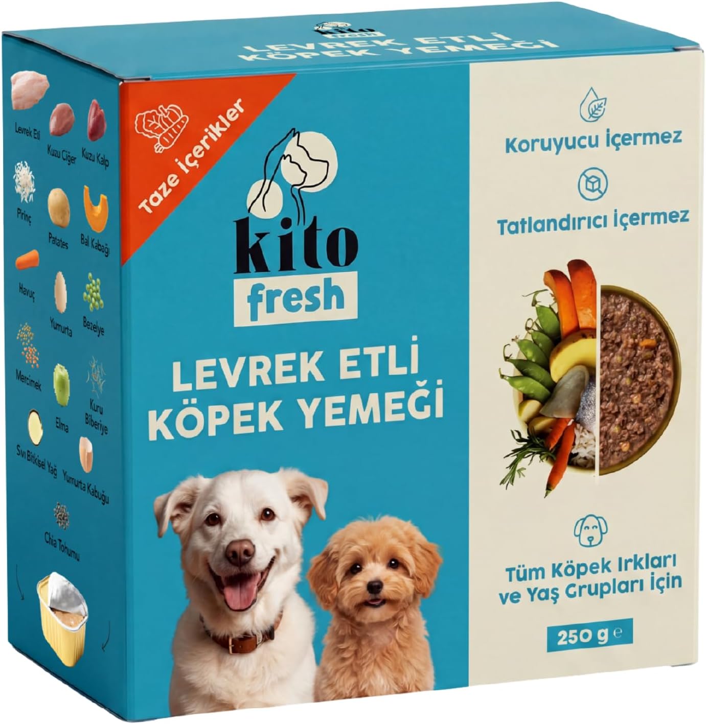 Kito Fresh Levrek Etli Köpek Yemeği%100 Taze İçerikli Mama 250 gr