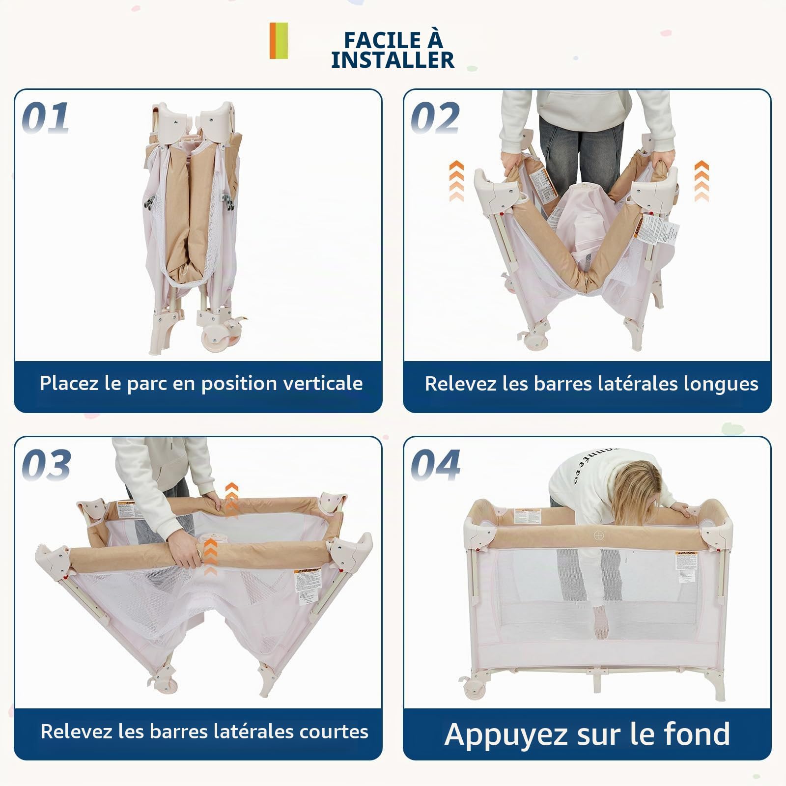 Garvee Lit Parapluie Bébé 5-en-1, Berceau Bébé, Lit de Voyage Pliable | sur Roulettes, avec Carrousel, Table à Langer et Parc de Jeu, Sac de Transport Inclus, pour Bébé Jusqu'à 15 kg, Kaki