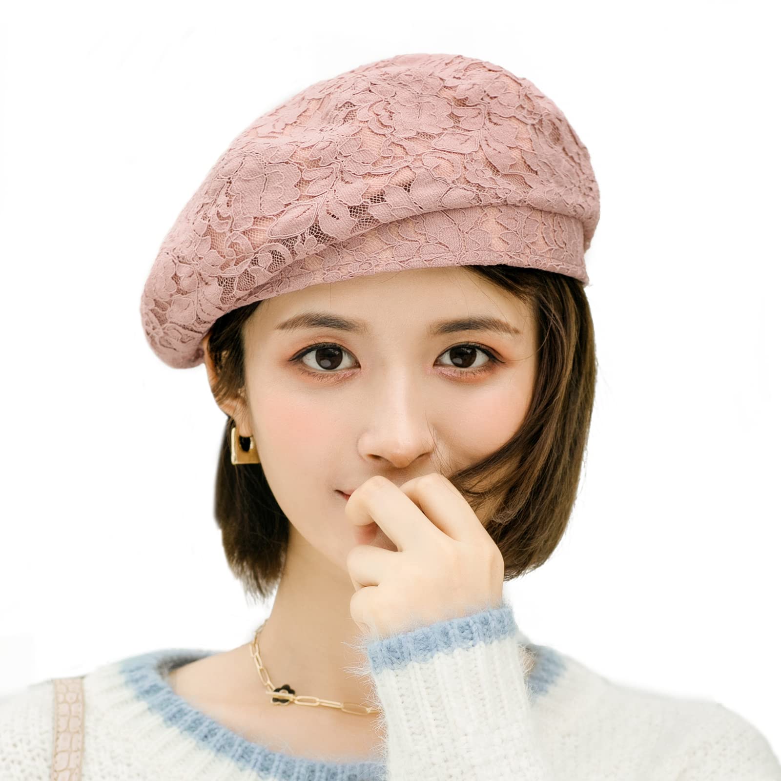 Amazon.com: AICHUAN Women's Chic Lace Beret French Dress Beret