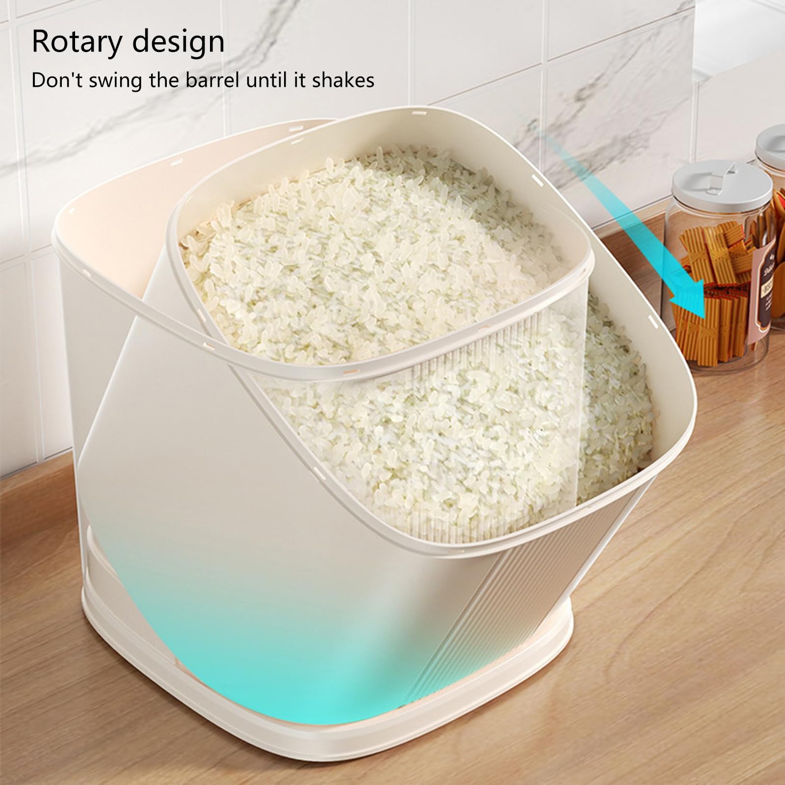 HLTYGWX Secchio per Riso a Prova di Pratico Dispenser per Cereali sigillato con misurino per l'organizzazione della Cucina Domestica (Modello galvanico)