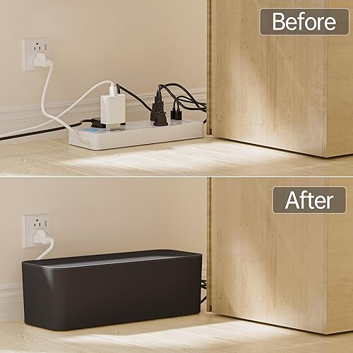 Miniatura 4 de YECAYE Paquete de 2 cajas de organización de cables con tapa de bloqueo interior, caja organizadora de cables y organizador de cables para