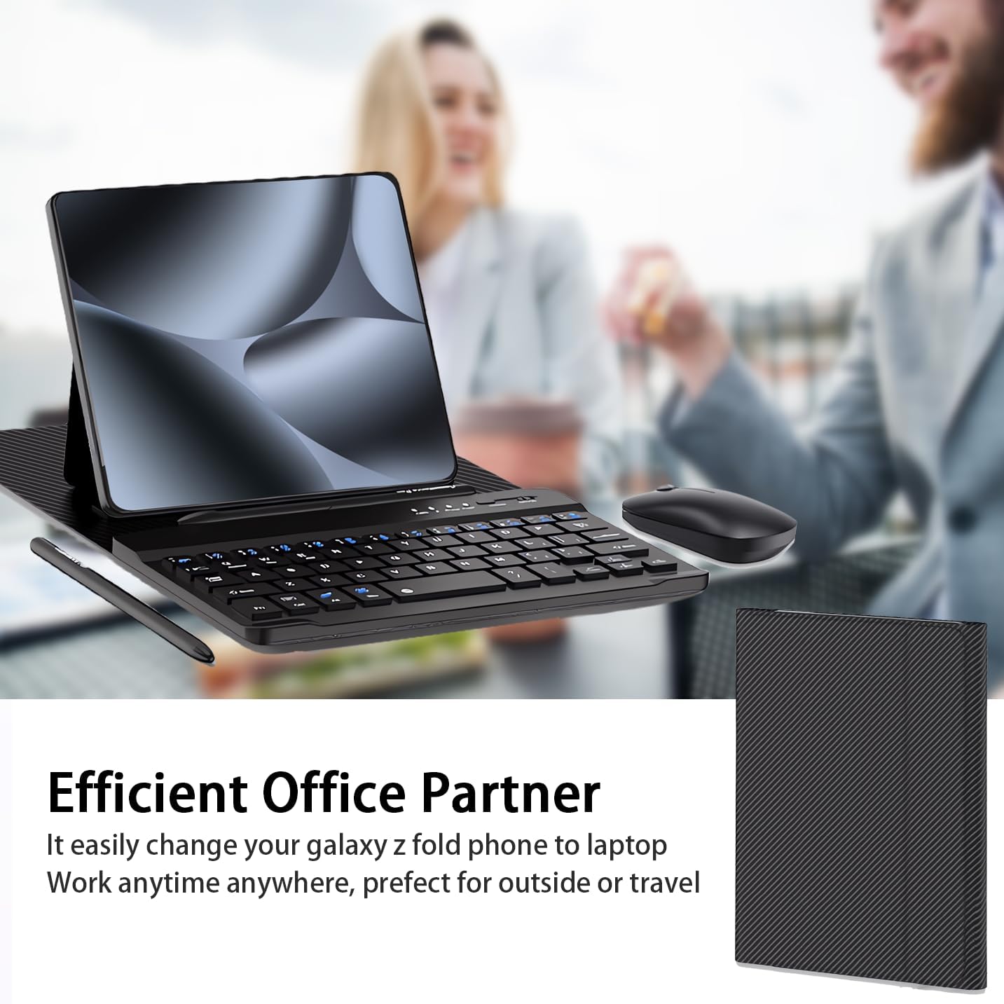for Google Pixel 10 9 Pro Fold Keyboard and Mouse, Portable Mini Bluetooth Keyboard with Leather Case and Pen, 4 in 1 Set for Pixel 10 Pro Fold Accessories