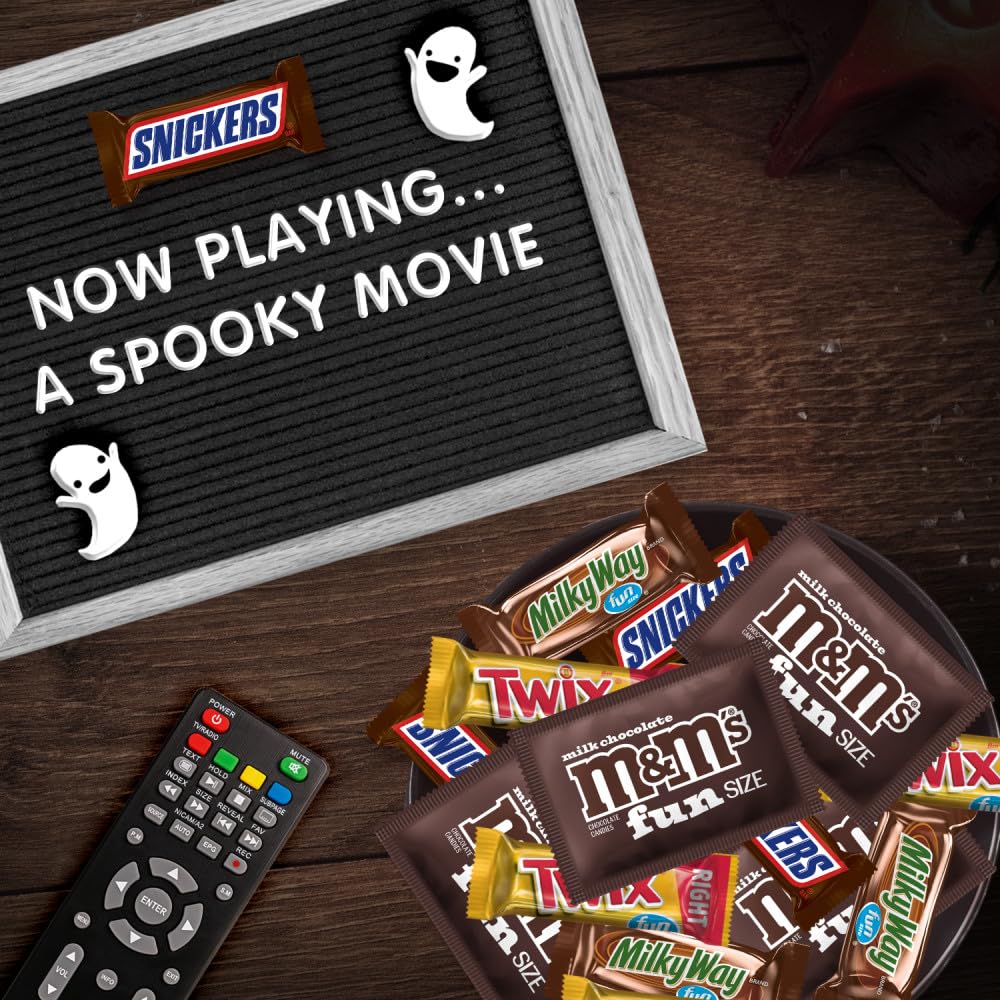 Snickers, M&M's Chocolate con leche, Milky Way y Twix, tamaño divertido, paquete surtido de chocolate, 75 unidades