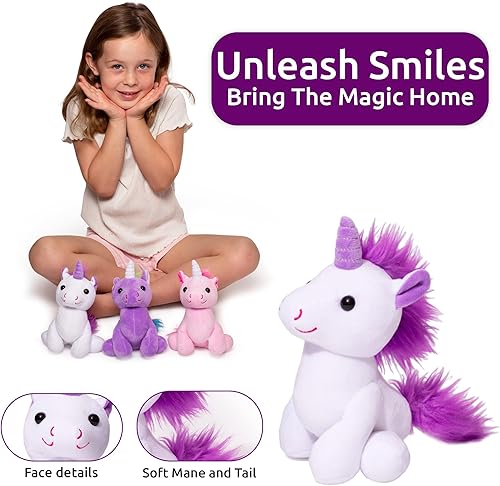Miniatura 9 de Peluche de unicornio de 7.5 pulgadas, peluche de unicornio de peluche, juguetes de unicornio, animales de peluche de unicornio para niñas, cosas de