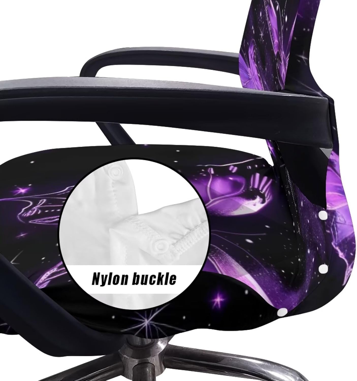 Purple Butterfly Office Chair Cover Rolling Desk Chair Cover Stretch Gaming Chair Covers Computer Chair Slipcovers for Swivel Chair Armchair Computer Boss Chair Reduces Dust-L