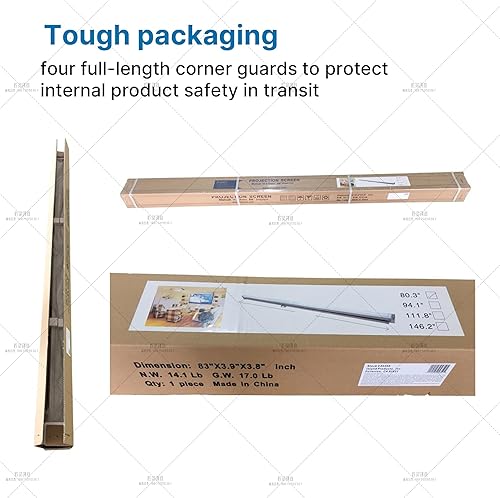 Miniatura 15 de ProHT - Pantalla de proyección manual de 84 pulgadas (05350), relación de aspecto 16:9, pantalla de proyector extraíble, blanco mate, cine en casa,