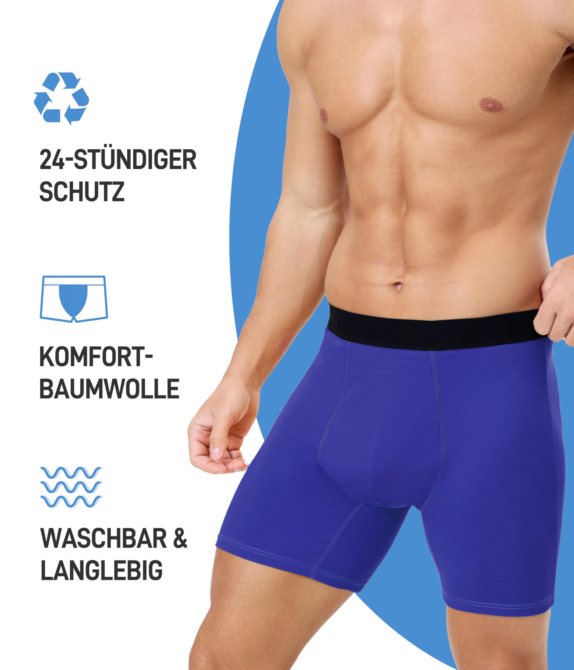 Pantalones de incontinencia para hombre, 150 ml, absorbentes, paquete de 5 unidades, lavables de algodón con almohadillas protectoras, ropa interior a prueba de fugas, control de olores