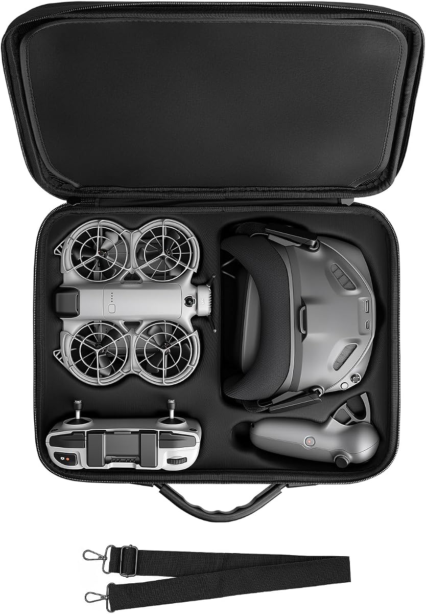FPVtosky Estuche para DJI Neo 2, Bolsa Portátil para Neo 2 Motion Fly More Combo, RC Motion 3, Gafas N3, Baterías y Accesorios de Centro de Carga, Estuche de Viaje con Correa para el Hombro y Divisores (Solo Bolsa)