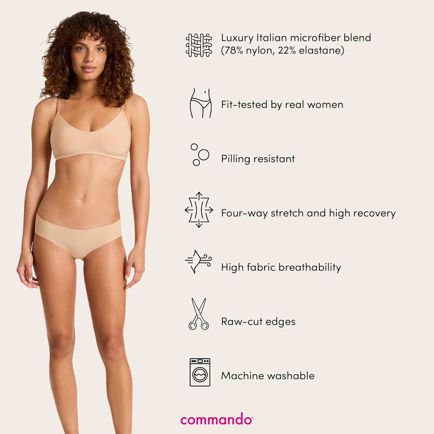 commando - Classic Solid Bikini | Soft, Breathable Fabric | No Show Style | Comfortable Raw-Cut Edges | Machine Washable - Image 4