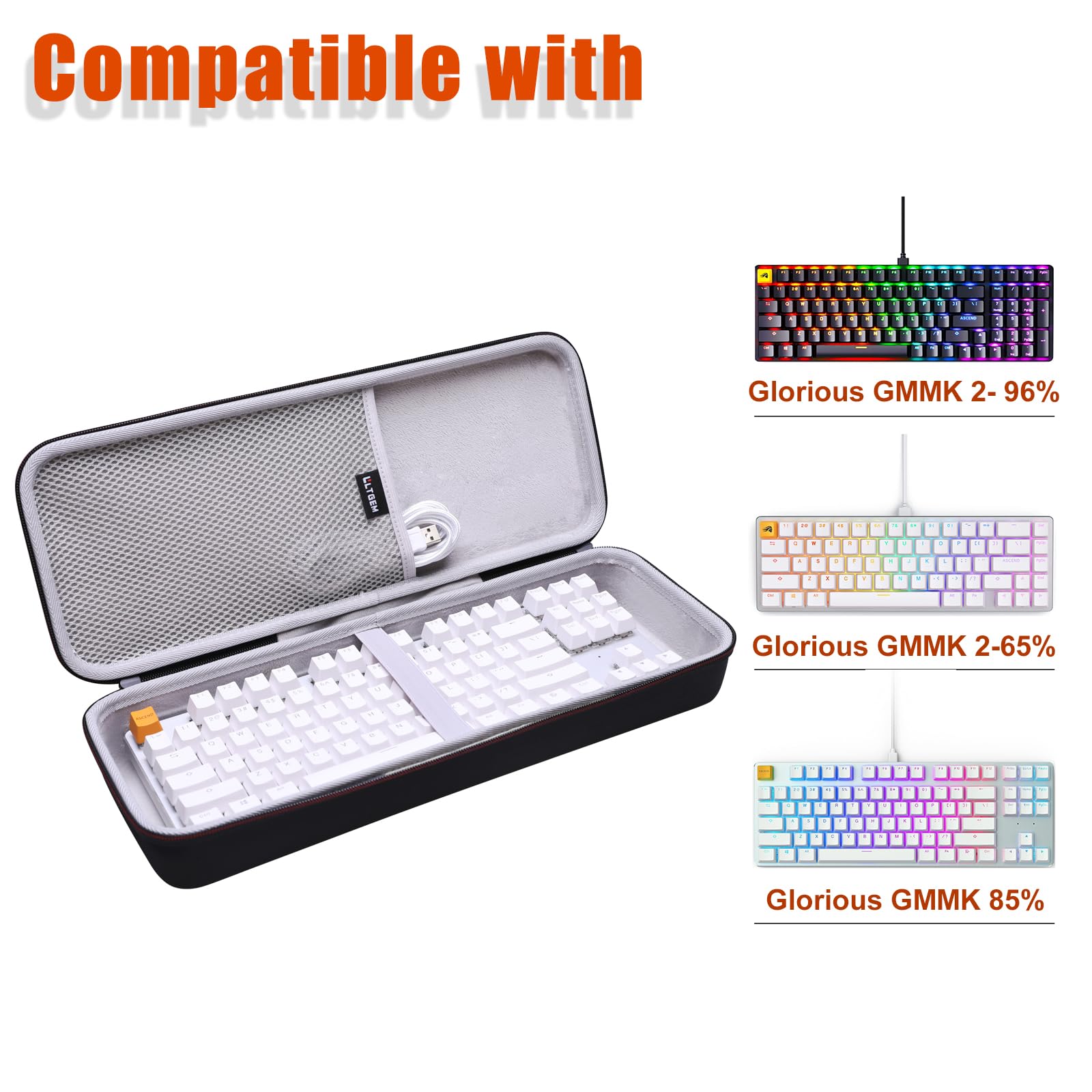 LTGEM Case Compatible with Glorious GMMK 2 96% / GMMK 2 65% / GMMK 3 65% / GMMK PRO 75% Gaming Mechanical Keyboard(Inside: 15.7