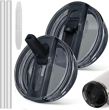 40oz Leakproof Lids for Stanley Cup - Tumbler Detachable Flip Straw Lid,Lids Replacement for Stanley Cups,Travel Cup Accessories,Set with Cover,Straw,Non Spill Lid, Detachable Tool Black-2PCS