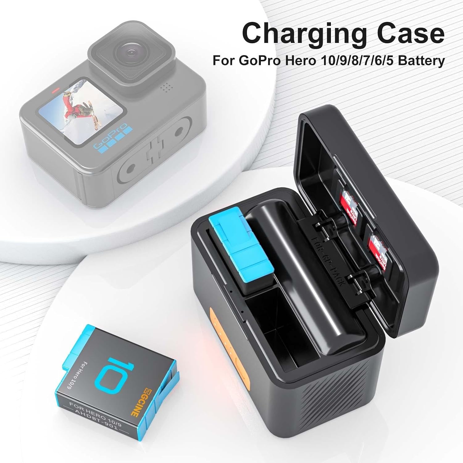 ZGCINE PS-G10 Mini KIT2, Built in Rechargeable 5200mAh Battery Charger Case for GoPro Hero 11/10/9/8/7/6/5 Battery, Supoorts USB-C Output: 5V3.1A 9V2A 12V1.5A, Includes 2 Batteries