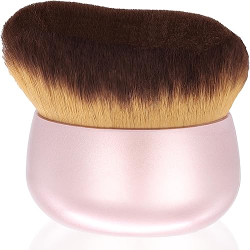Extra Large Body Makeup Brush For Self Tanner, Leg Makeup &Bronzer Blend,75 mm Wide-headed Kabuki Brush Provides More Even &Pretty Application, Oval Face&Back Makeup Brush, Wet&Dry Use- Pink Rose Gold