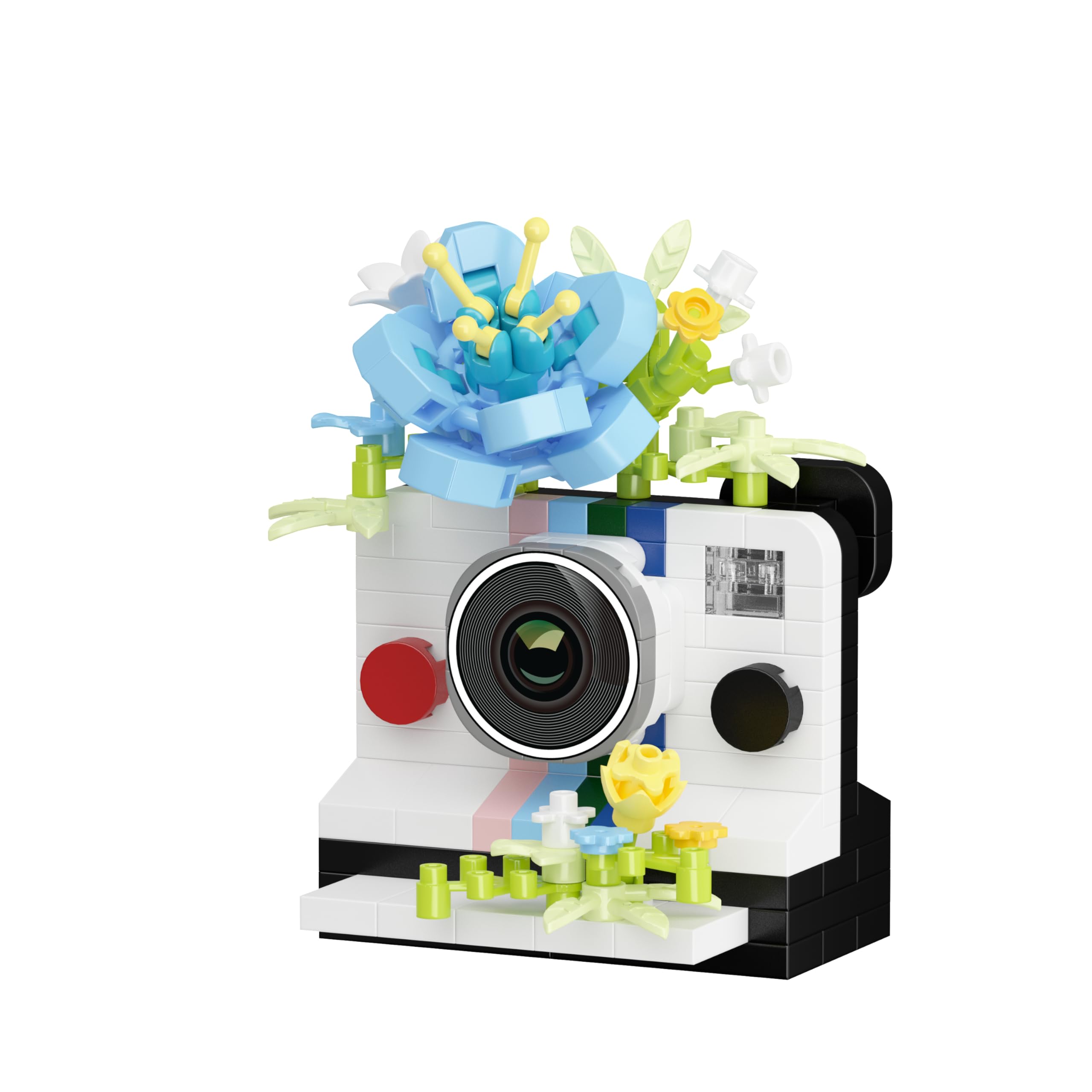 Ice Blue Film Cute Flower Camera Series Mini Building Toy Bricks Micro Blocks Kit Miniature Toys Ideal for Home Decor Desktop