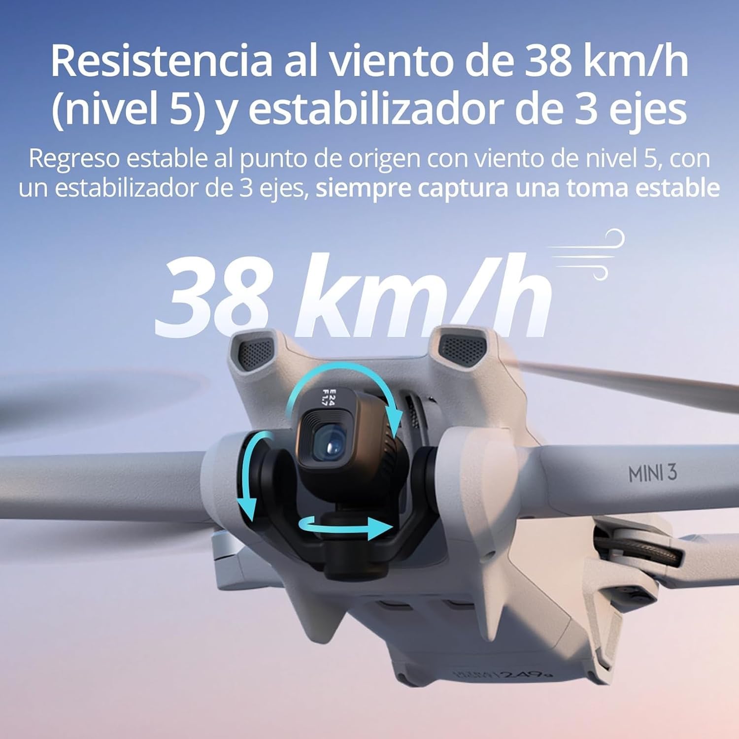 DJI Mini 3 – Dron Mini con cámara ligero y plegable con vídeo 4K HDR, 38 min de tiempo de vuelo, Grabación vertical y funciones inteligentes, con Mando a distancia, C0