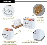 Vista 6 de NIKKY HOME Caja de organización de recetas de metal de cocina de 4 x 6 pulgadas, patrón de hojas con 24 tarjetas y 8 divisores, color blanco