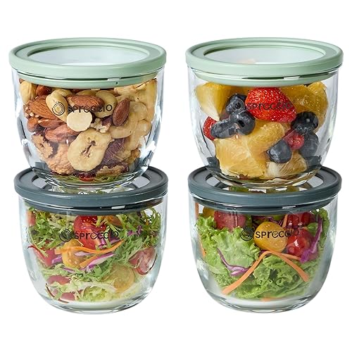 Glass Meal Prep Bowls Set - Leakproof Lids,13 oz (4-Pack