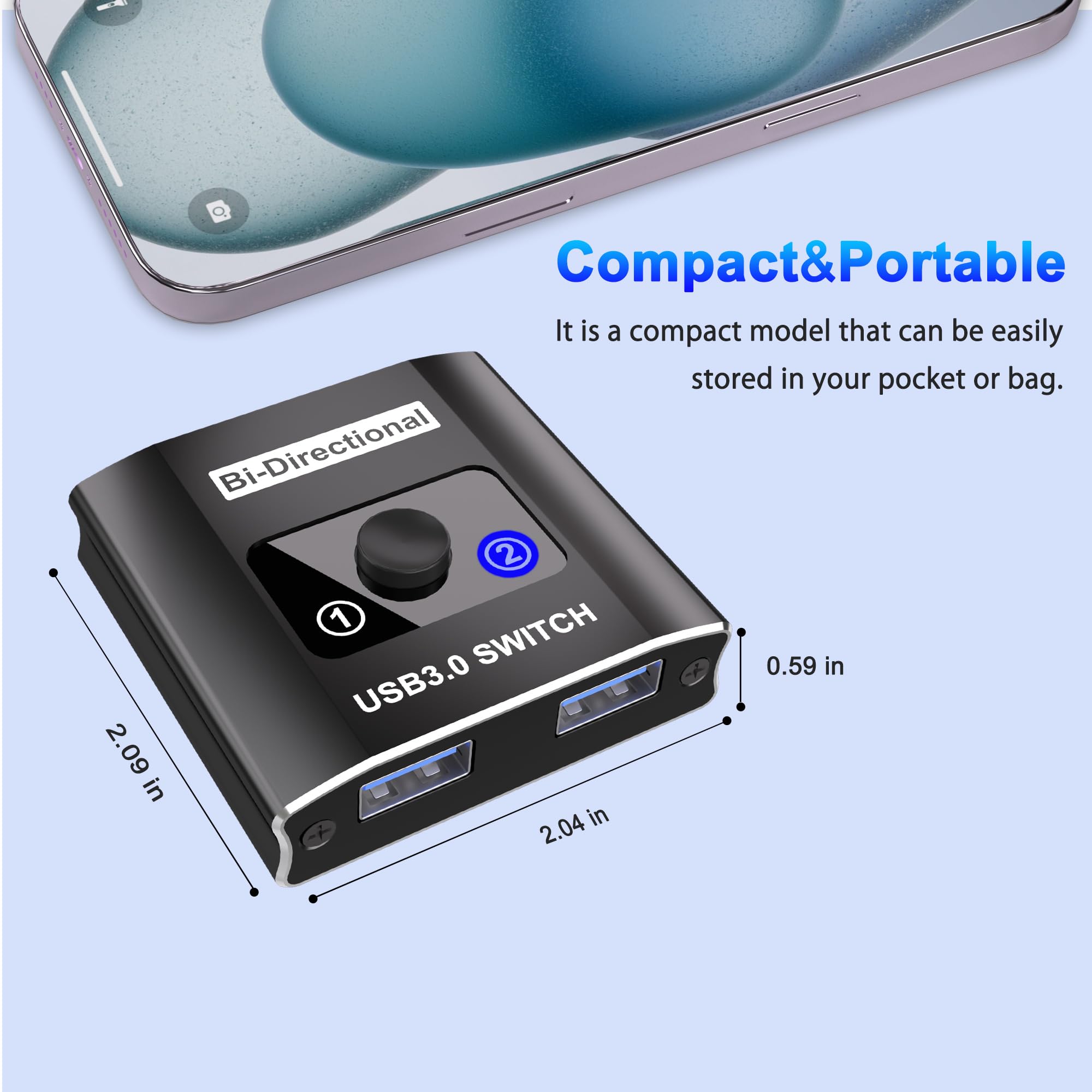Switch USB Bidirezionale USB Switch 2 in 1 out (1 in 2 out) Switch KVM, condivisione di 1 dispositivo tra 2 computer per stampante, PC, stampante, tastiera, scanner