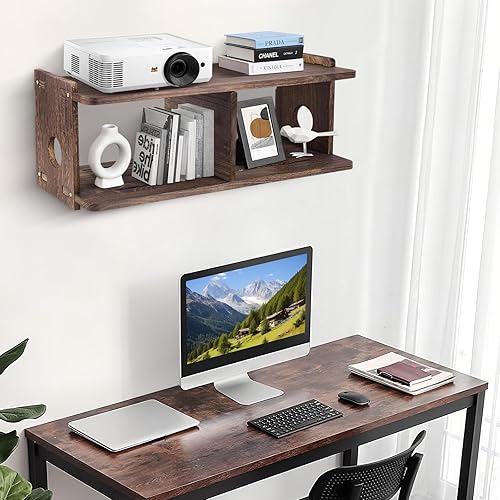 Miniatura 10 de BEARUT Estante flotante para proyectores estante de enrutador soporte de pared para TV soporte de router WiFi caja de almacenamiento para módem