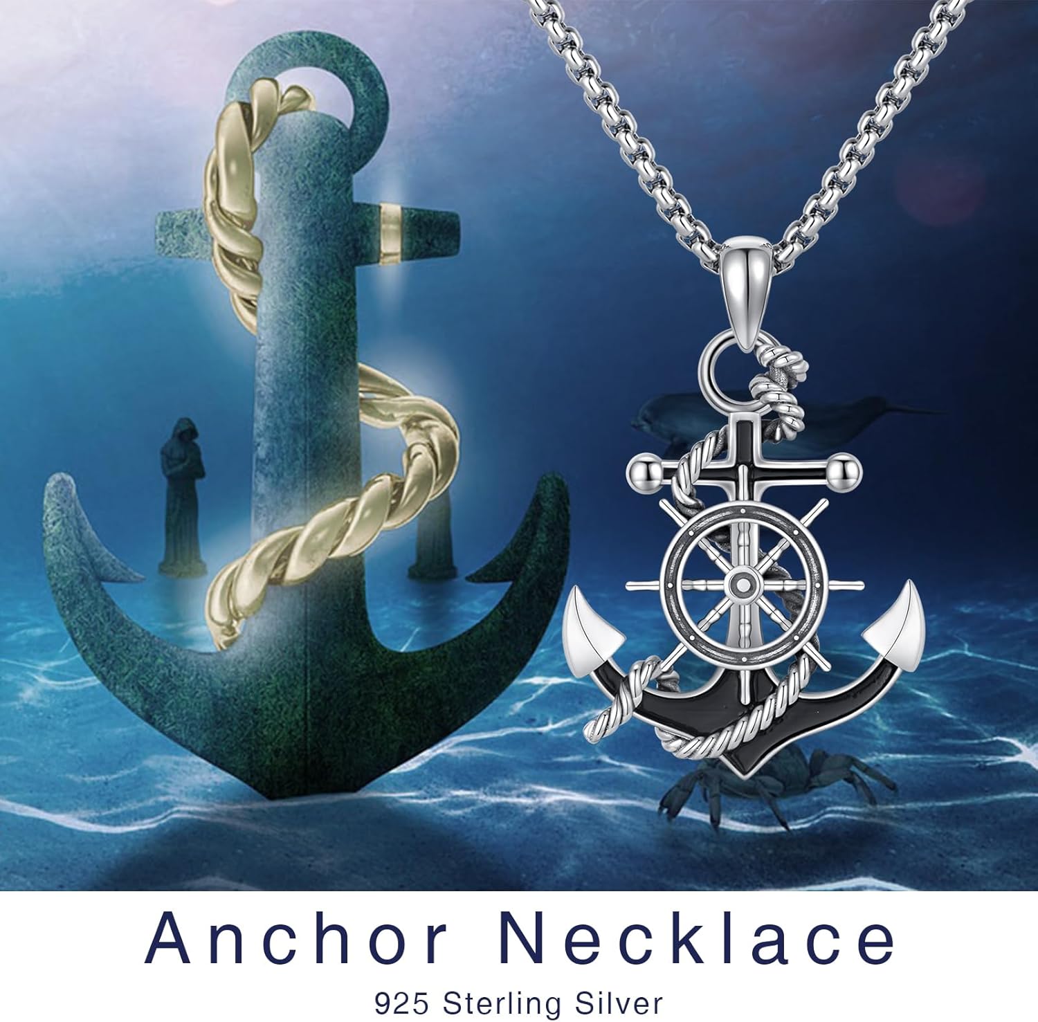 Sterling Silver Nautical Anchor Necklace for Men & Women - Inspirational Jewelry Christmas Gifts for Travelers, Graduates & Sailors - Image 2